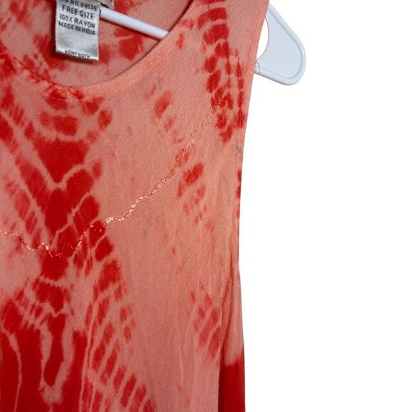 Cute Options Dress Women's Free Size Boho Embroidered Sleeveless Tie Dye - Picture 5 of 8